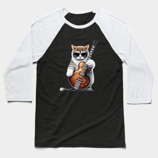 Cat Playing Guitar Baseball T-Shirt